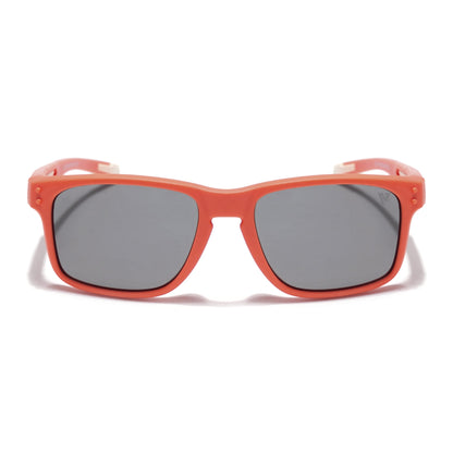 Rectangle Polarized Sunglasses for Kids -6 yrs To 12 yrs (Black Lens | Orange Frame - PMG5925)