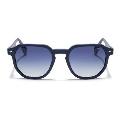Prizm | Matt Blue Hexagonal Polarized Sunglasses | Grey & Clear Lens |  Frame - PMG7267