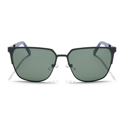 Square Polarized Sunglasses (Green Lens | Black Frame - PMG5609)