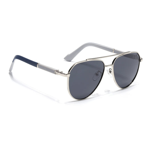 Aviator Polarized Sunglasses for Men & Women (Grey Lens | Silver Frame - PMG7246)