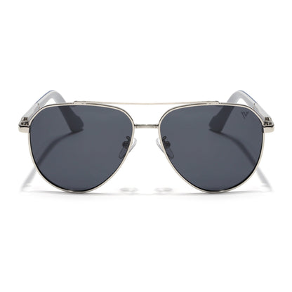 Aviator Polarized Sunglasses for Men & Women (Grey Lens | Silver Frame - PMG7246)