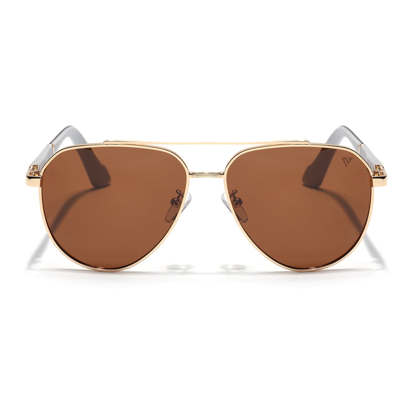 Aviator Polarized Sunglasses for Men & Women (Brown Lens | Golden Frame - PMG7247)