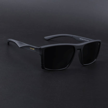 Square Polarized Sunglasses | Black Lens | Black Frame - PMG6743
