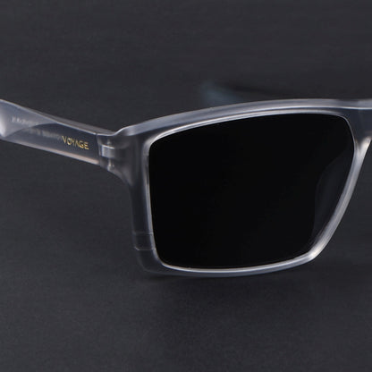 Square Polarized Sunglasses | Black Lens | Grey Frame - PMG6744