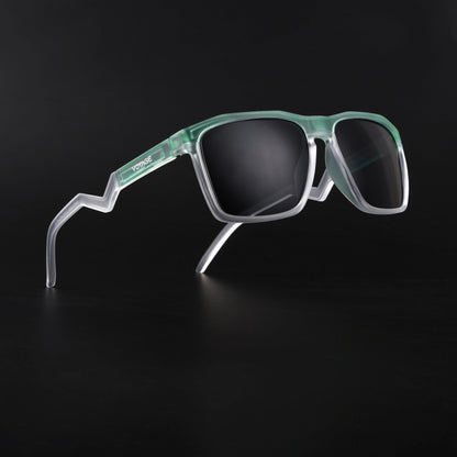 Radar 2.0 | Wayfarer Polarized Sunglasses | Black Lens | Green & Transparent Frame - PMG6757