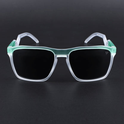 Radar 2.0 | Wayfarer Polarized Sunglasses | Black Lens | Green & Transparent Frame - PMG6757