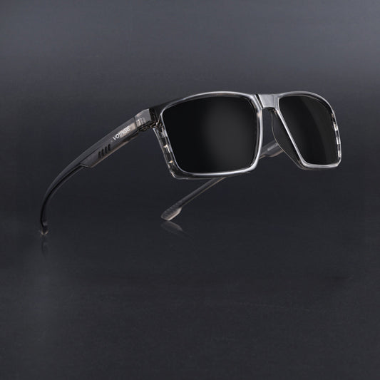 Wayfarer Polarized Sunglasses | Black Lens | Grey Frame - PMG6767