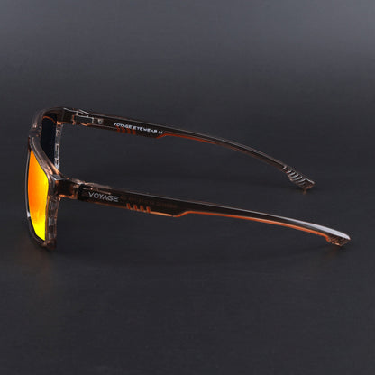 Wayfarer Polarized Sunglasses | Orange Lens | Brown Frame - PMG6769