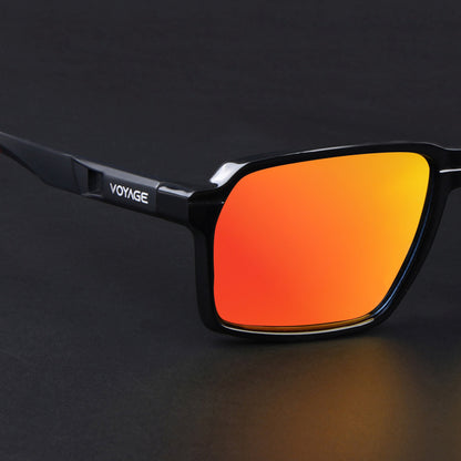 Wayfarer Polarized Sunglasses | Orange Lens | Shine Black Frame - PMG6772