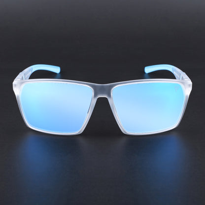 Wayfarer Polarized Sunglasses | Blue Lens | Transparent Frame - PMG6782