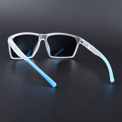 Wayfarer Polarized Sunglasses | Blue Lens | Transparent Frame - PMG6782