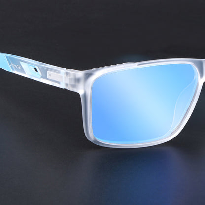 Wayfarer Polarized Sunglasses | Blue Lens | Transparent Frame - PMG6787