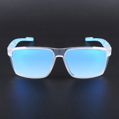Wayfarer Polarized Sunglasses | Blue Lens | Transparent Frame - PMG6787