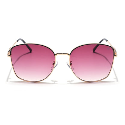 Oversize Sunglasses (Red & Clear Lens | Golden Frame - MG6038)