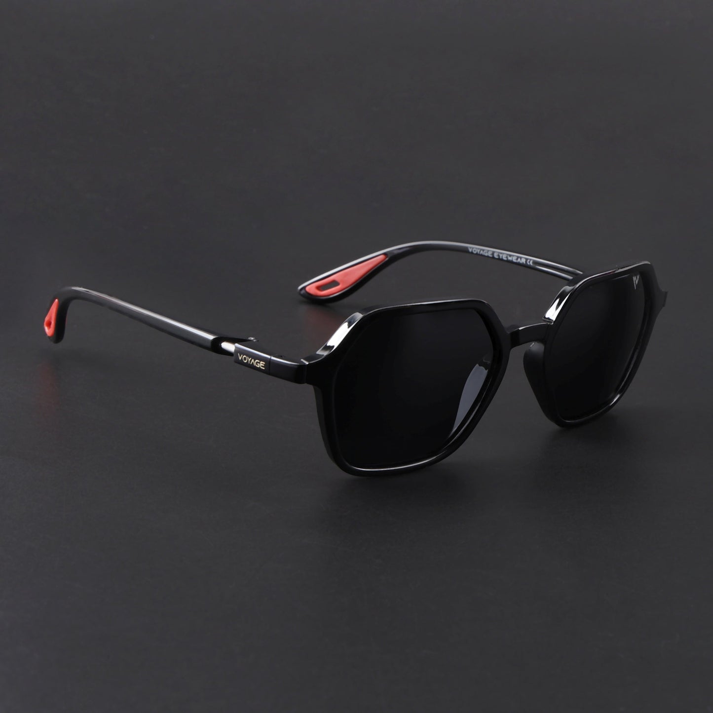 EdgeX | Shine Black Polarized Hexagon Sunglasses | PMG6639