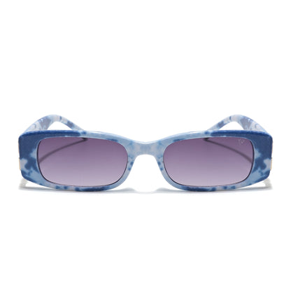 Rectangle Sunglasses (Grey Lens | Blue & White Frame - MG5809)