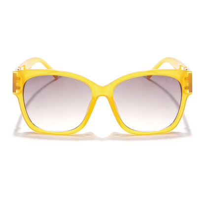 Over Size Sunglasses (Brown & Clear Lens | Light Yellow Frame - MG5811)