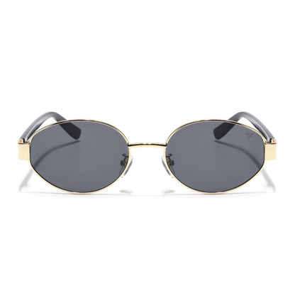 Sable | Golden Oval Sunglasses for Men & Women | Black Lens - MG6894