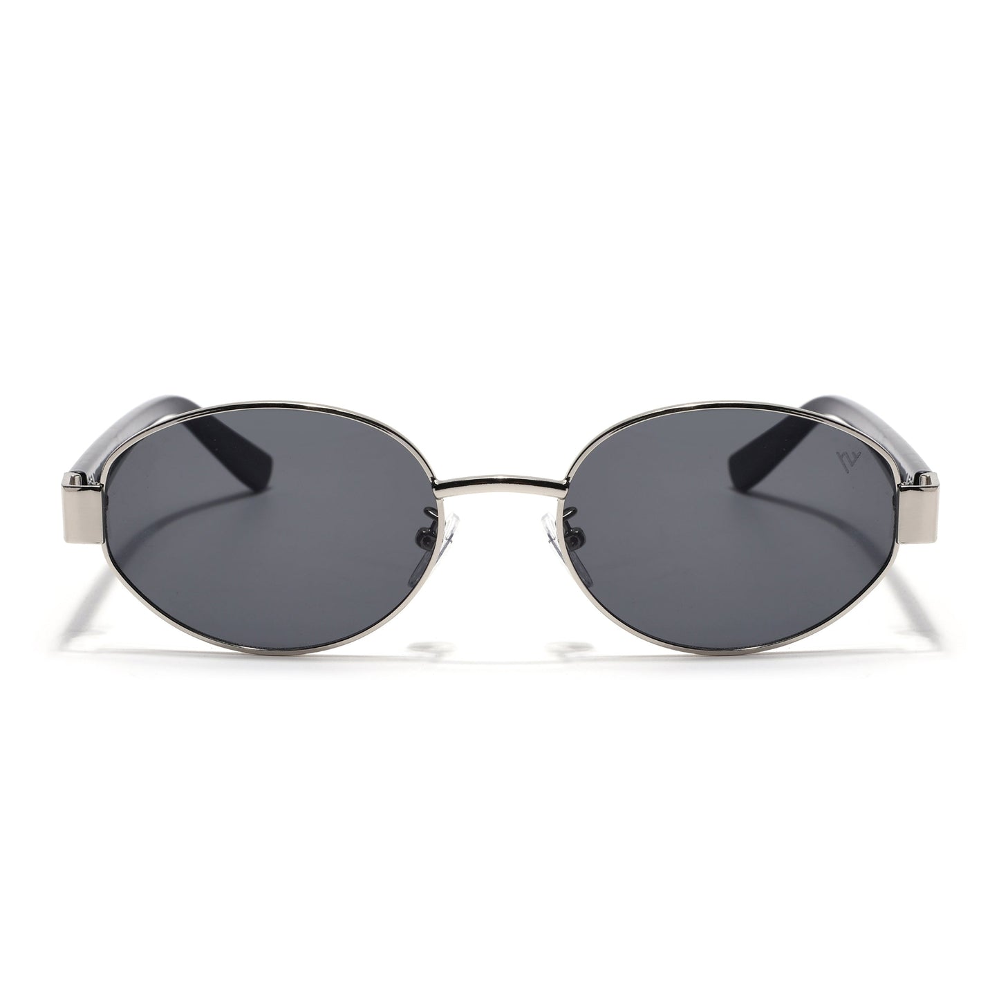Sable | Silver Oval Sunglasses | Black Lens - MG7375