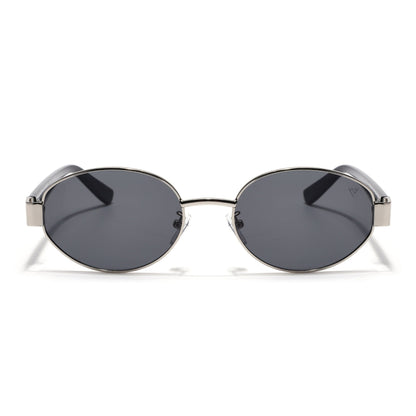 Sable | Silver Oval Sunglasses | Black Lens - MG7375
