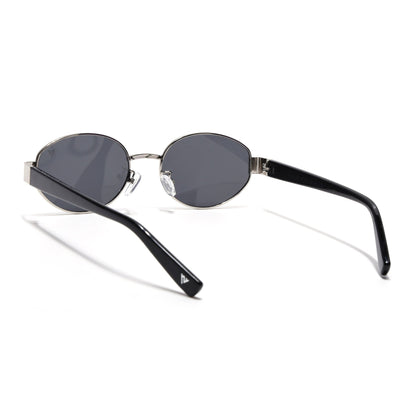 Sable | Silver Oval Sunglasses | Black Lens - MG7375