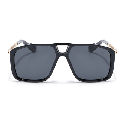 Rebel | Shine Black Wayfarer Polarized Sunglasses  | Black Lens - PMG6628