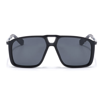 Rebel |  Matt Black Wayfarer Polarized Sunglasses | Black Lens - PMG6629