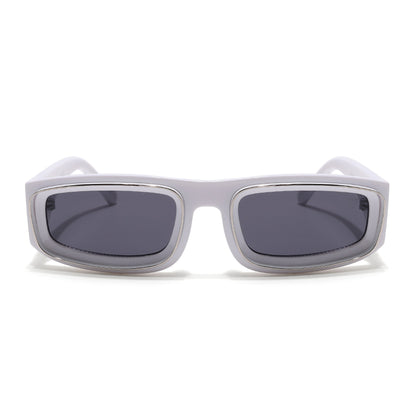 Old Smuggler | White Unisex Sunglasses | Black Lens - MG6576