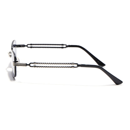 Barrel | Smoked Black Rimless Sunglasses| Silver Frame - MG6660