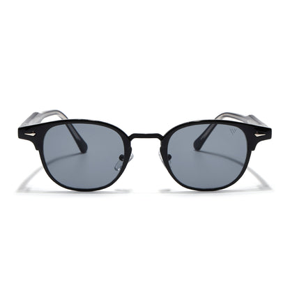Skyline | Black Half Rim Clubmaster Sunglasses | Grey Lens - MG7100