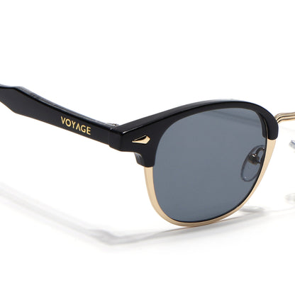 Skyline | Golden Half Rim Clubmaster Sunglasses | Grey Lens - MG7101