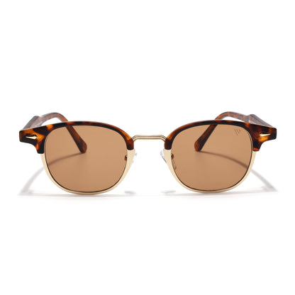 Skyline | Golden & Demi Brown Half Rim Clubmaster Sunglasses | Brown Lens - MG7103