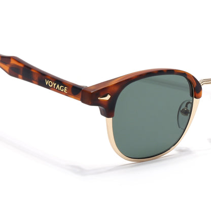 Skyline | Golden & Demi Brown Half Rim Clubmaster Sunglasses | Green Lens - MG7104