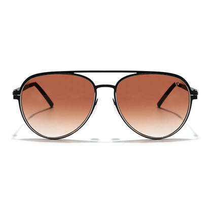 Aviator Sunglasses (Brown & Clear Lens | Black Frame - MG5605)