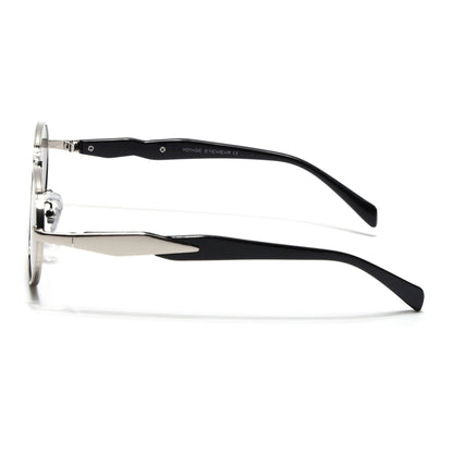 Celeste | Silver Oval Sunglasses | Black Lens - MG7376