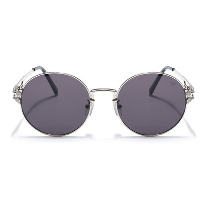 Round Sunglasses (Black Lens | Silver Frame  - MG5186)