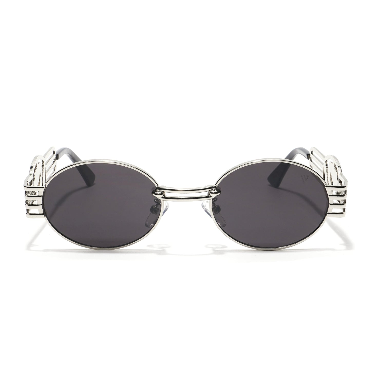 Viper | Oval Sunglasses (Black Lens | Silver Frame  - MG5189)