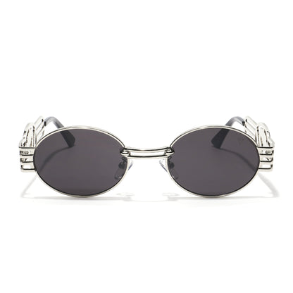 Viper | Oval Sunglasses (Black Lens | Silver Frame  - MG5189)