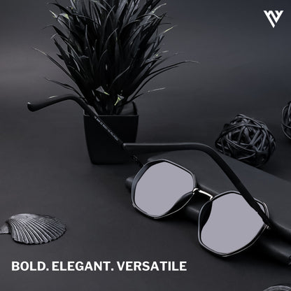 Black Polarized Geometric Sunglasses - PMG4206