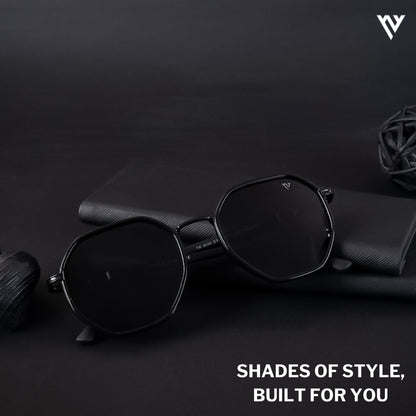 Black Polarized Geometric Sunglasses - PMG4205
