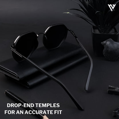 Black Polarized Geometric Sunglasses - PMG4206