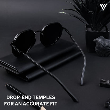 Black Polarized Geometric Sunglasses - PMG4205