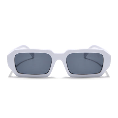 Rectangle Sunglasses for Men & Women (Grey Lens | White Frame - MG7348)