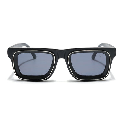 Smuggler | Matt Black & Silver Unisex Sunglasses | Black Lens - MG6421