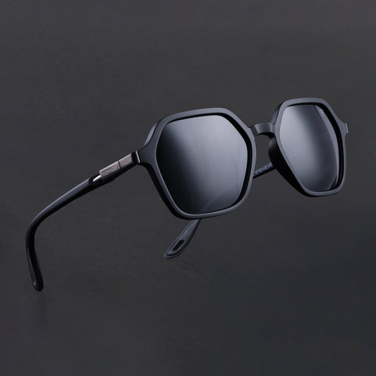 EdgeX | Matt Black Polarized Hexagon Sunglasses | PMG6640