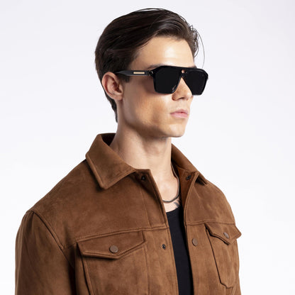Ridge | Shine Black Polarized Wayfarer Sunglasses - PMG4346