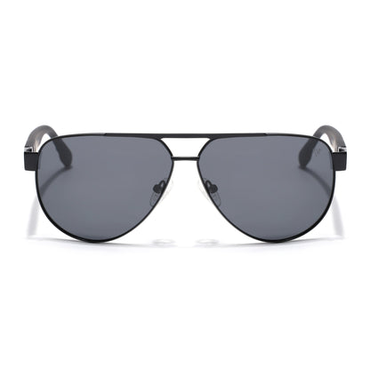 Aviator Polarized Sunglasses for Men & Women (Black Lens | Black Frame - SLPMG7224)