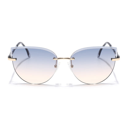 Cateye Sunglasses for Women (Grey & Brown Lens | Golden Frame - SLMG7223)