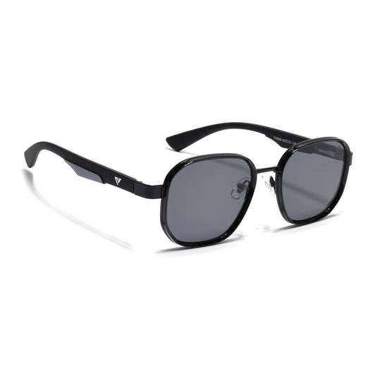 Square Sunglasses for Men & Women (Black Lens | Shine Black Frame - MG7339)