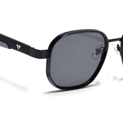 Square Sunglasses for Men & Women (Black Lens | Shine Black Frame - MG7339)
